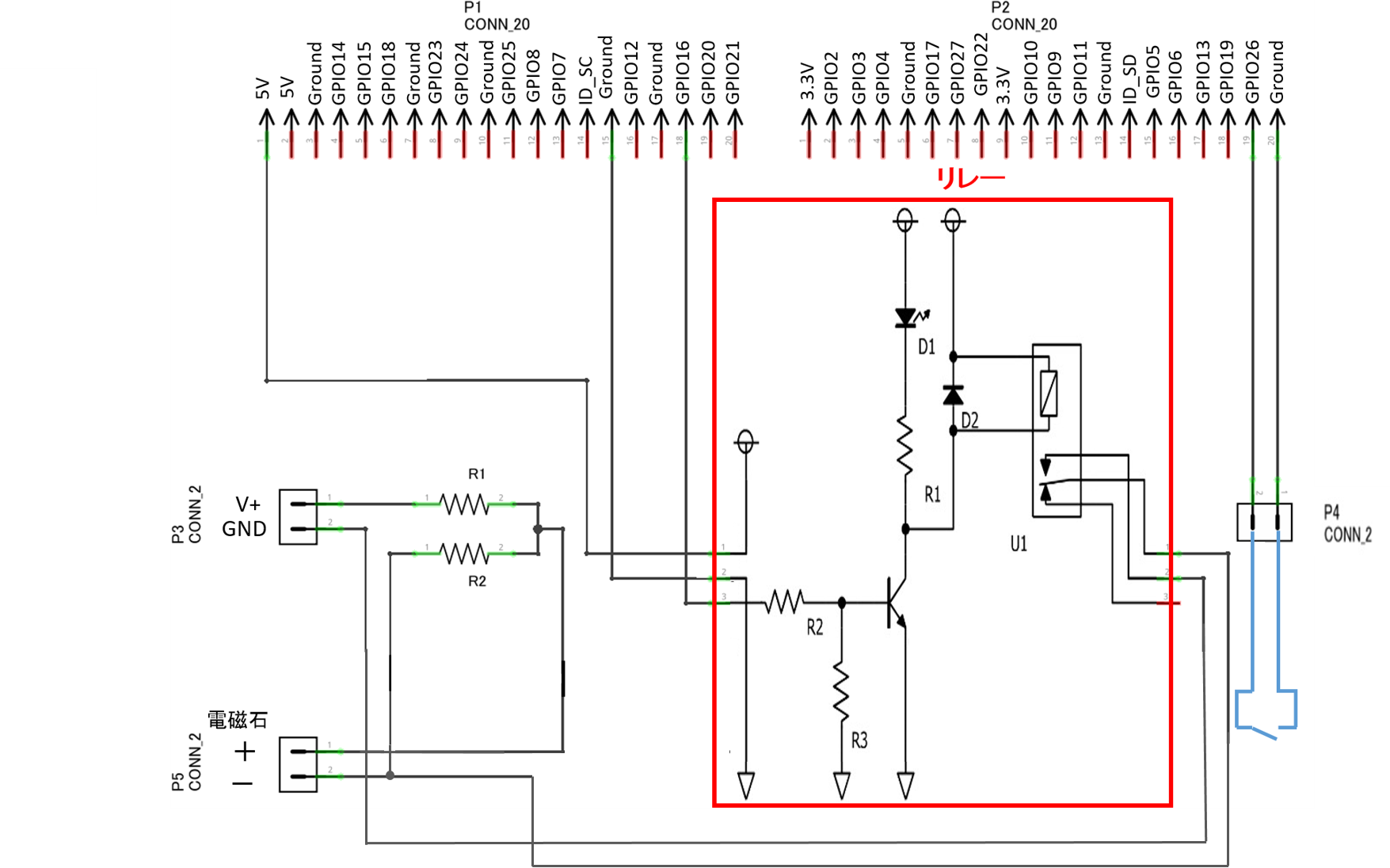  Fig.3 RaspberryPiユニバーサル基板回路図