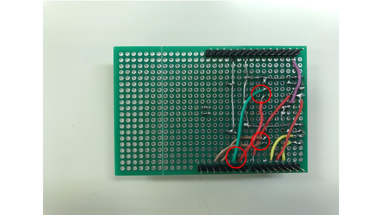  Fig.3 Arduinoユニバーサル基板の修正箇所（修正後）