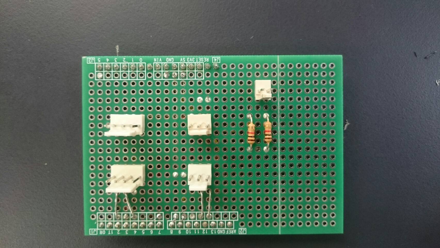 Fig.1  Arduino UNO用ユニバーサル基板（部品面）